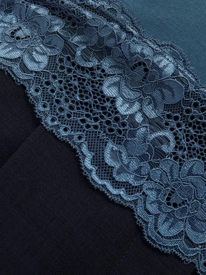 Jigsaw Modal Lace Vest Teal Blue Women Shirts and Tops