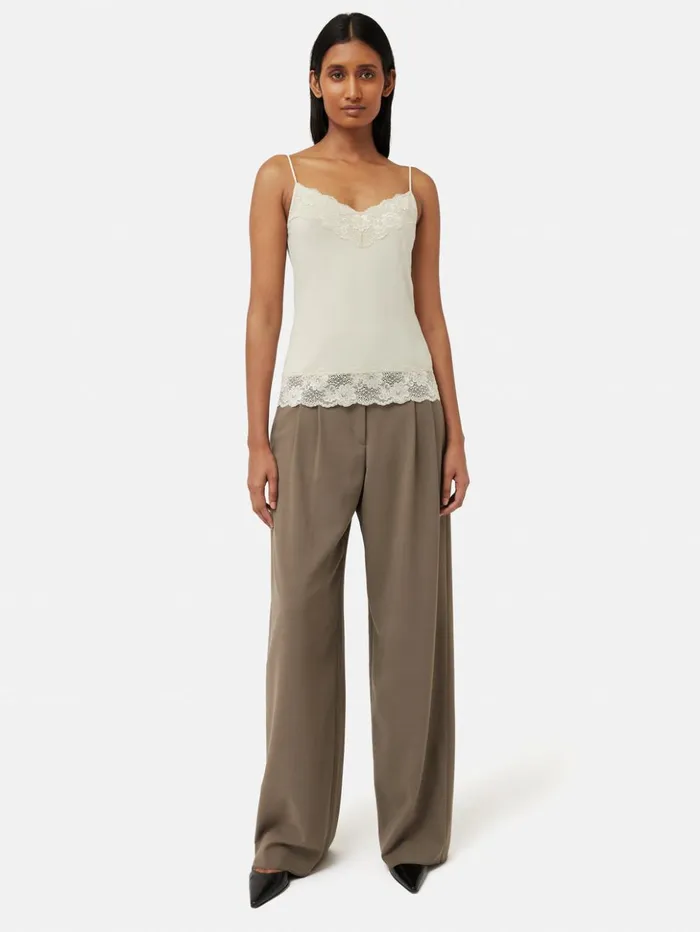 Jigsaw Modal Lace Vest White Sand Women Shirts and Tops