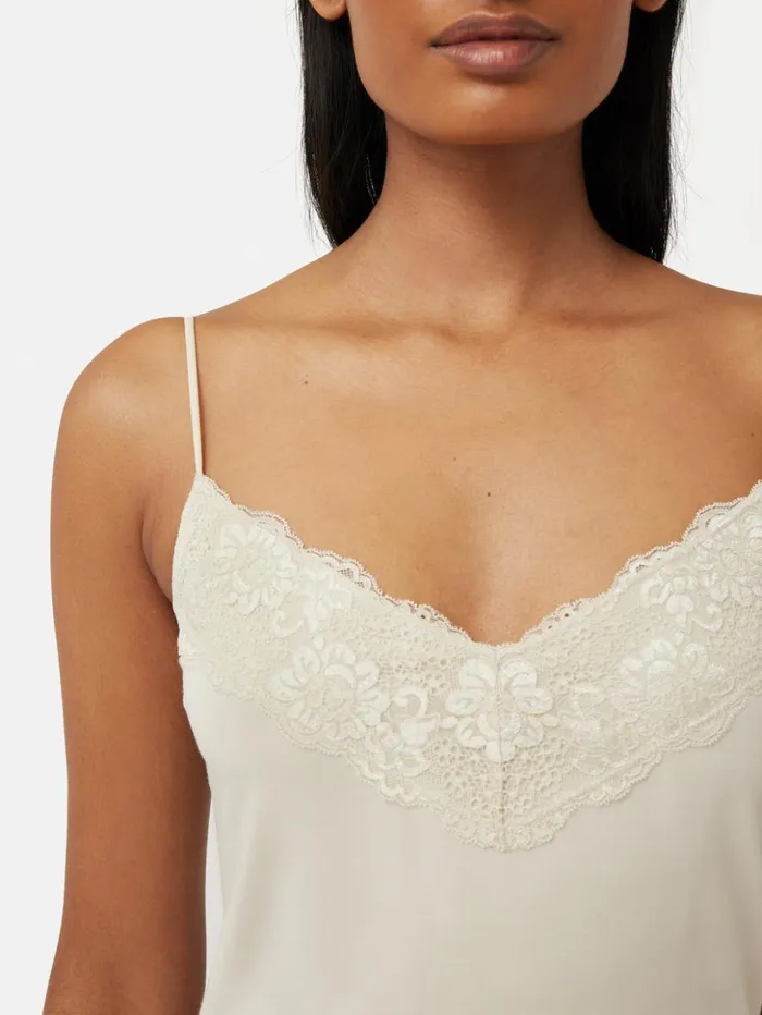 Jigsaw Modal Lace Vest White Sand Women Shirts and Tops