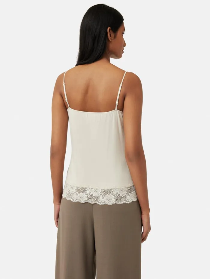Jigsaw Modal Lace Vest White Sand Women Shirts and Tops