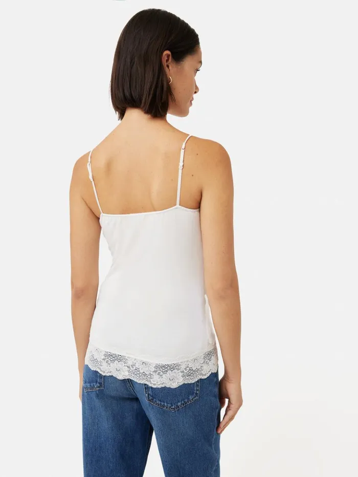 Jigsaw Modal Lace Vest White Women Shirts and Tops