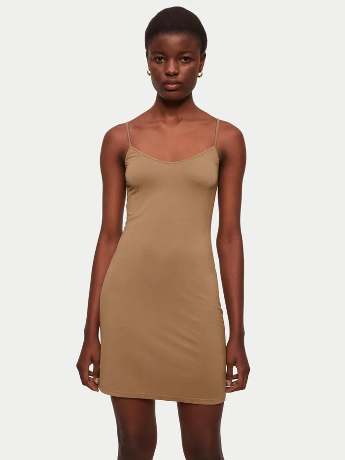 Jigsaw Modal Slip Dress Coffee Women Dresses and Jumpsuits