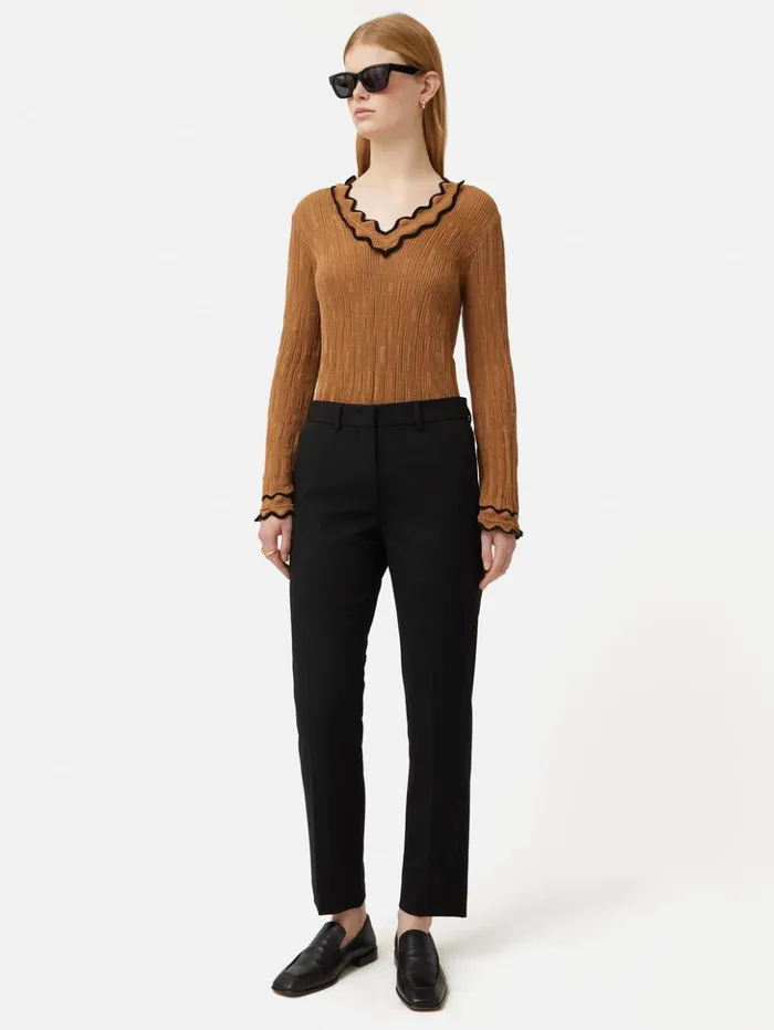 Jigsaw Modern Crepe Marden Trouser Black Women Trousers