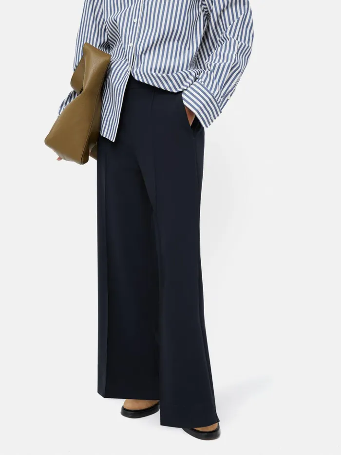 Jigsaw Modern Crepe Sailor Trouser Navy Women Trousers