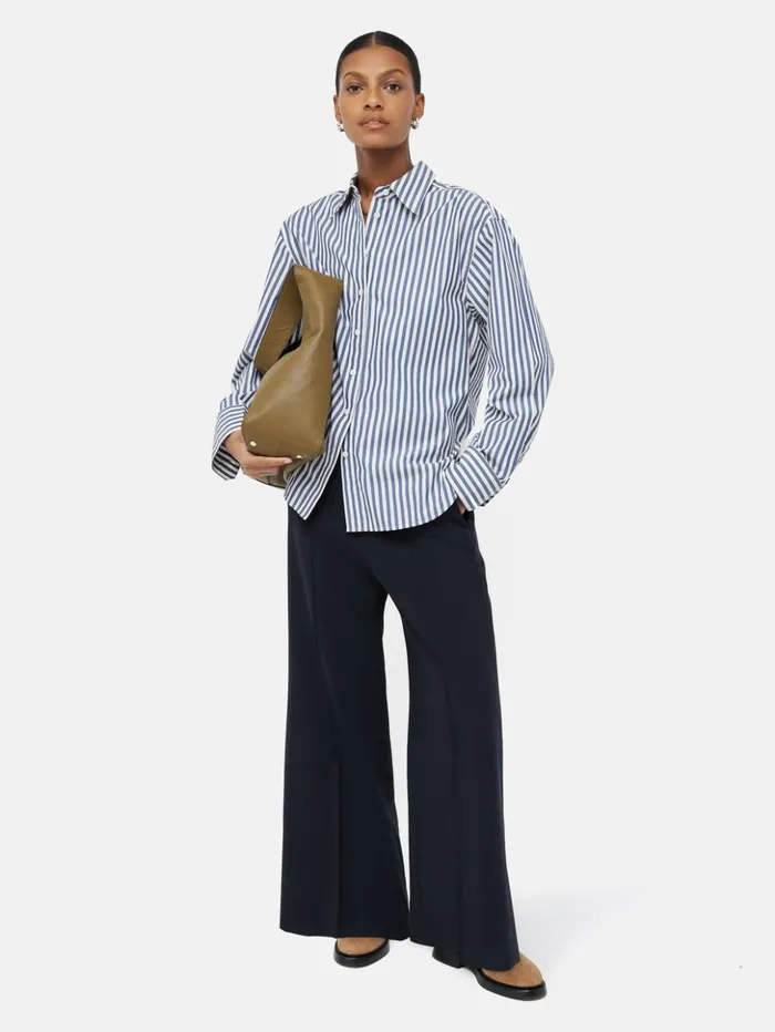 Jigsaw Modern Crepe Sailor Trouser Navy Women Trousers