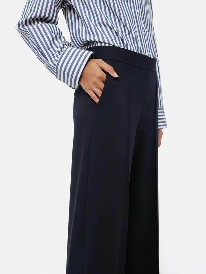 Jigsaw Modern Crepe Sailor Trouser Navy Women Trousers