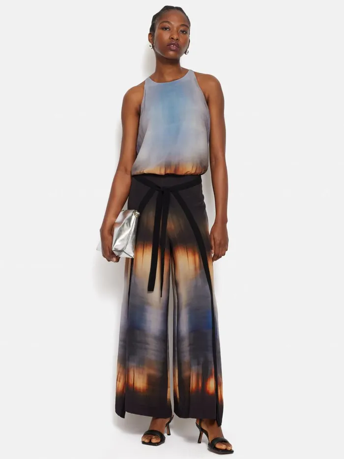 Jigsaw Modern Tie Dye Palazzo Multi Women Trousers