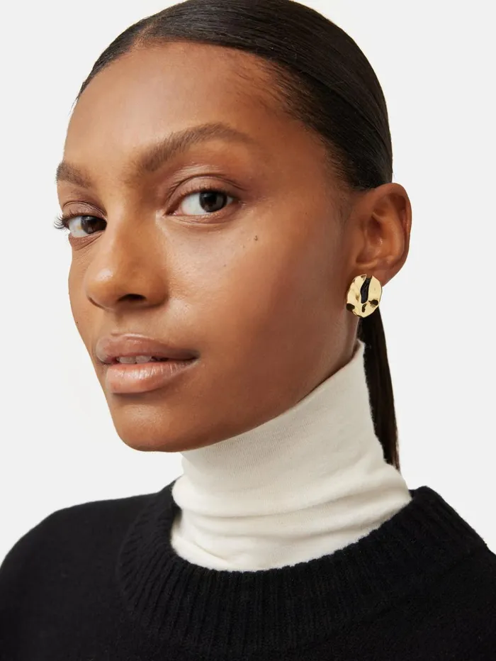 Jigsaw Molten Enamel Disc Earrings Gold Women Jewellery