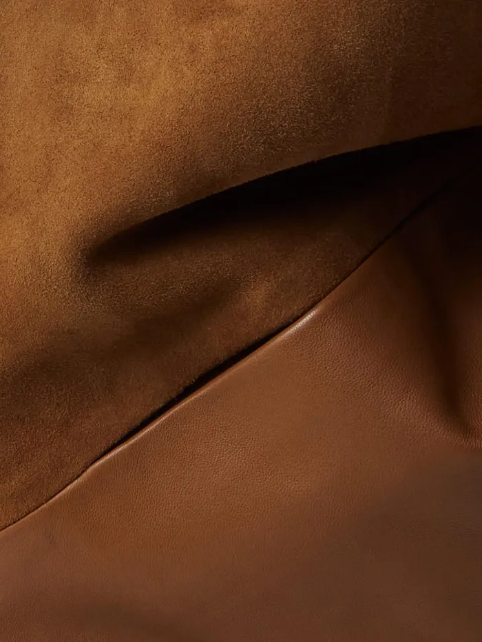 Jigsaw Nakoa Leather Mix Jacket Tan Women Coats and Jackets