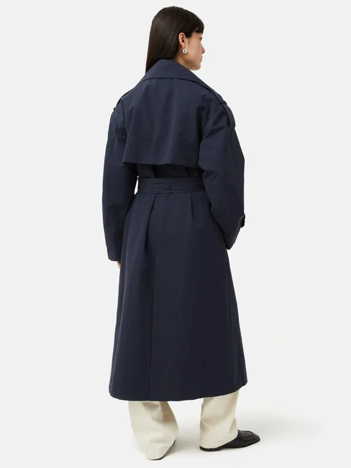 Jigsaw Nelson Cotton Trench Coat Blue Women Coats and Jackets
