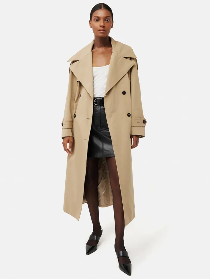 Jigsaw Nelson Cotton Trench Coat Stone Women Coats and Jackets