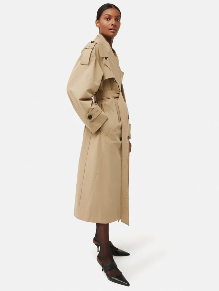 Jigsaw Nelson Cotton Trench Coat Stone Women Coats and Jackets