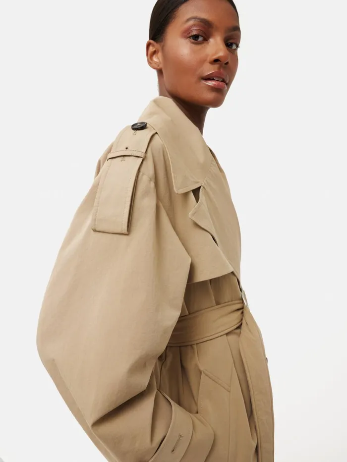 Jigsaw Nelson Cotton Trench Coat Stone Women Coats and Jackets