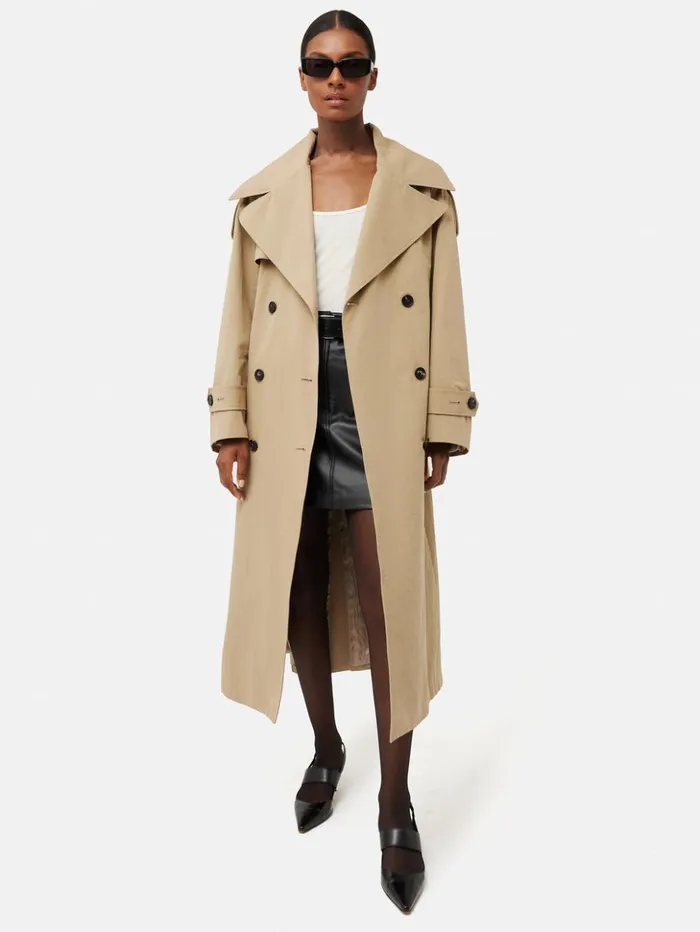 Jigsaw Nelson Cotton Trench Coat Stone Women Coats and Jackets