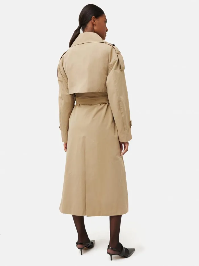 Jigsaw Nelson Cotton Trench Coat Stone Women Coats and Jackets