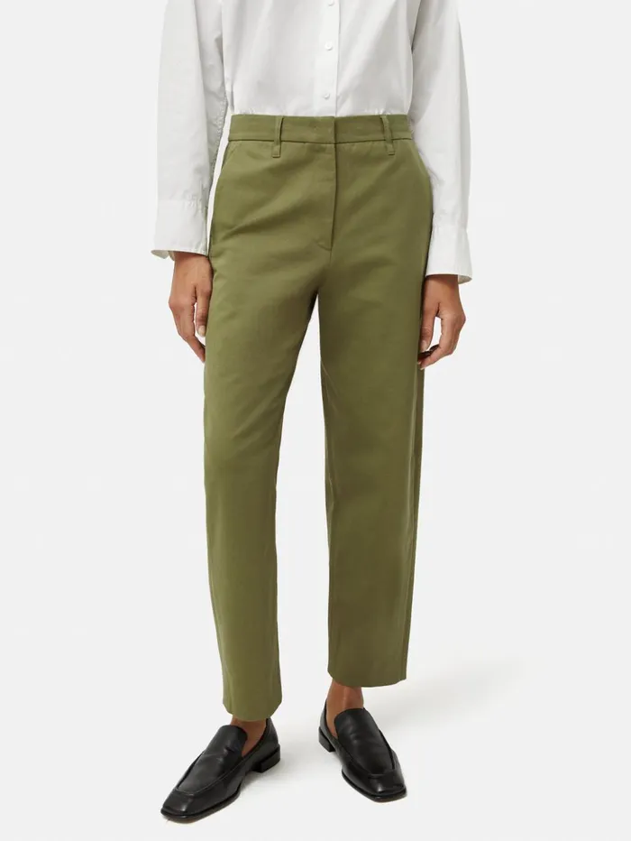 Jigsaw Nevis Cotton Chino Green Women Trousers