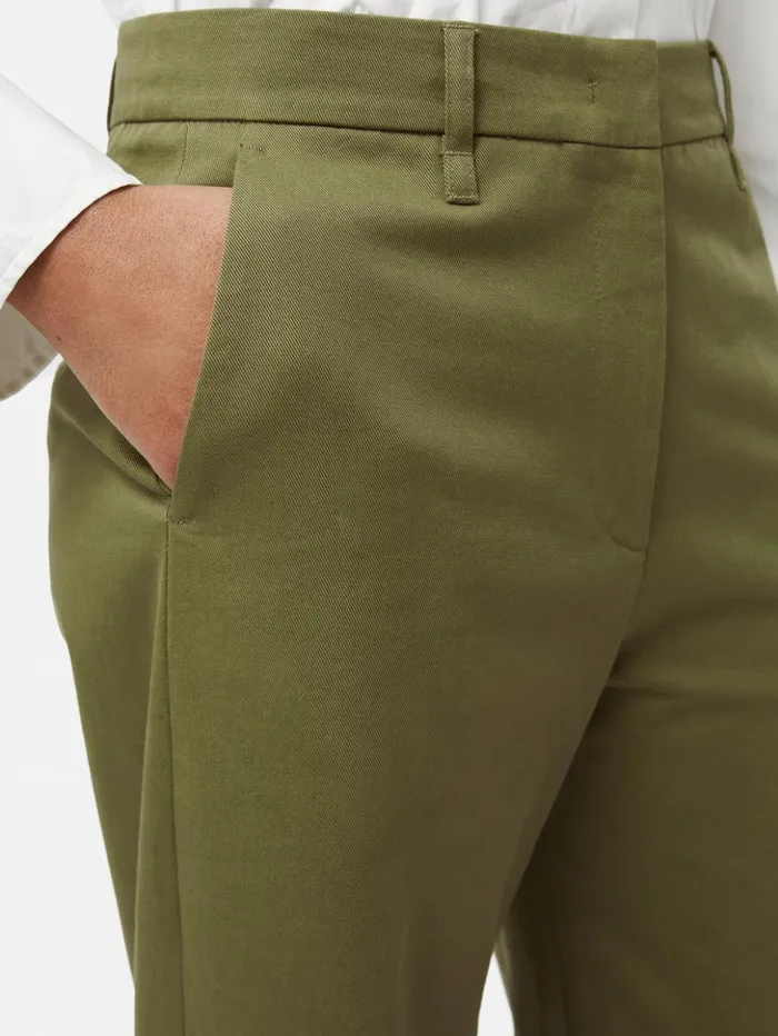 Jigsaw Nevis Cotton Chino Green Women Trousers