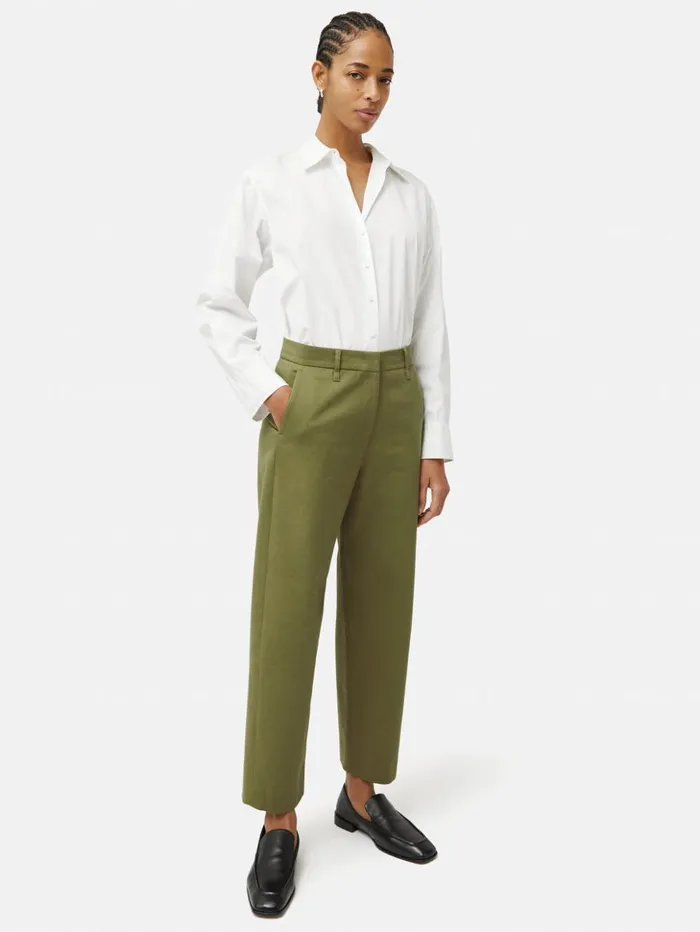 Jigsaw Nevis Cotton Chino Green Women Trousers
