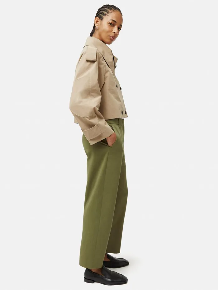 Jigsaw Nevis Cotton Chino Green Women Trousers