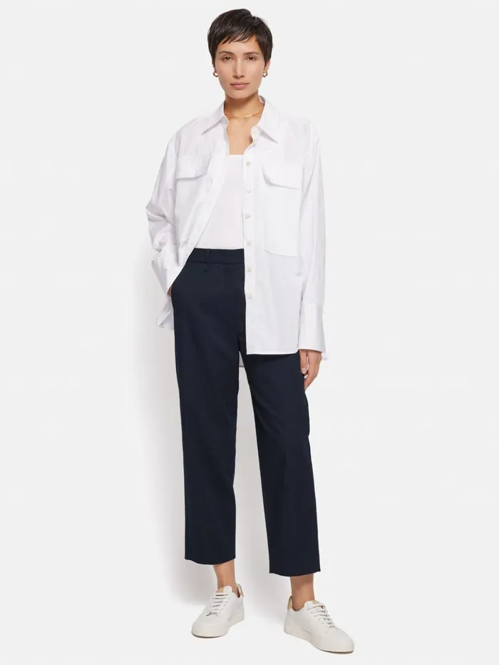 Jigsaw Nevis Cotton Chino Navy Women Trousers