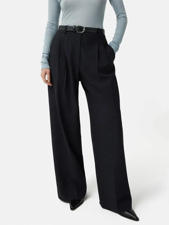 Jigsaw Nik Crosshatch Trouser Navy Women Trousers