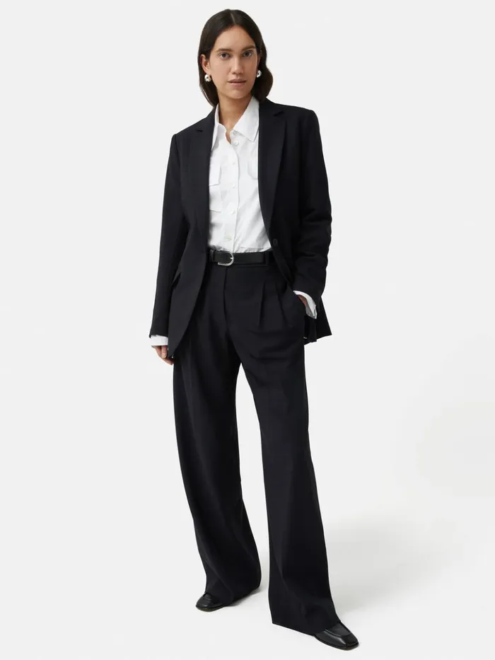Jigsaw Nik Crosshatch Trouser Navy Women Trousers