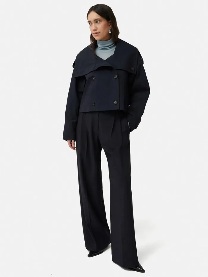 Jigsaw Nik Crosshatch Trouser Navy Women Trousers
