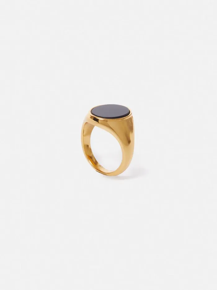 Jigsaw Onyx Oval Signet Ring Black Women Jewellery
