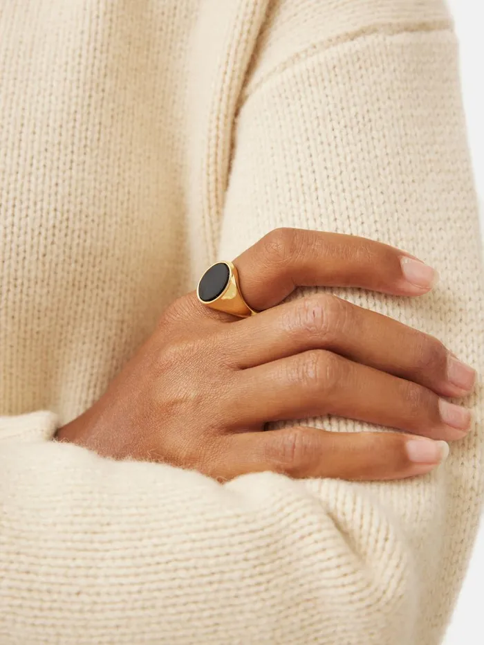 Jigsaw Onyx Oval Signet Ring Black Women Jewellery