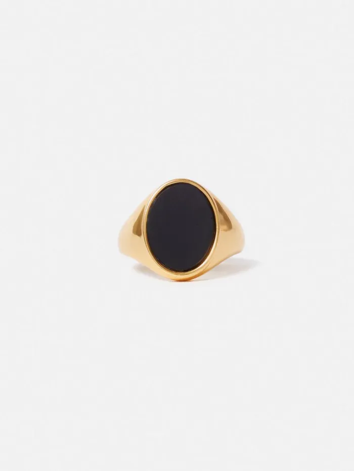 Jigsaw Onyx Oval Signet Ring Black Women Jewellery