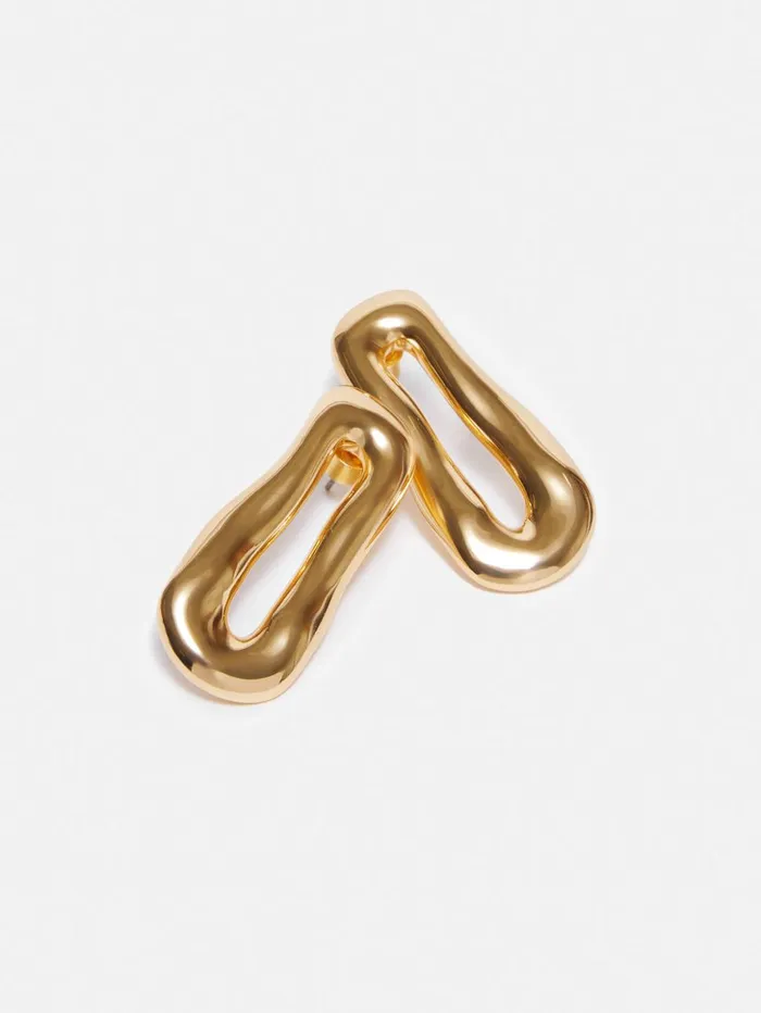 Jigsaw Organic Loop Earrings Gold Women Jewellery