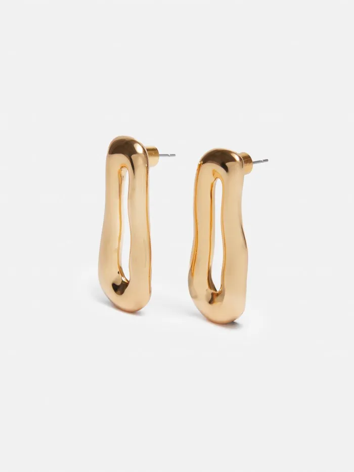 Jigsaw Organic Loop Earrings Gold Women Jewellery