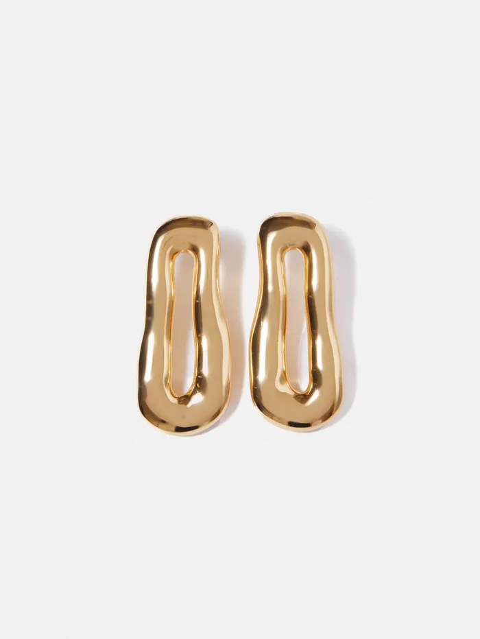 Jigsaw Organic Loop Earrings Gold Women Jewellery