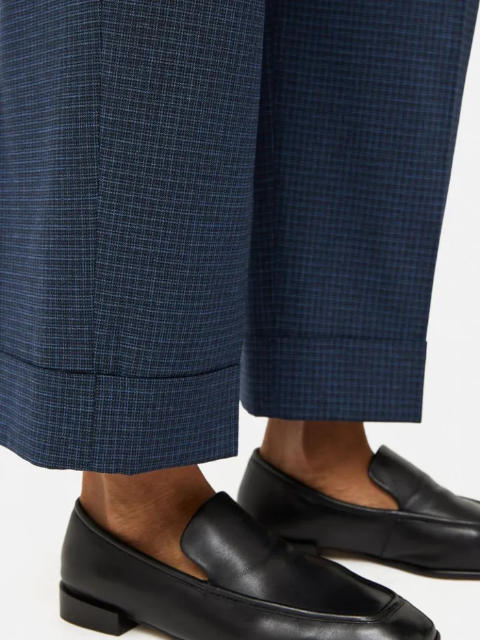 Jigsaw Pleated Crop Turn Up Trouser Navy Women Trousers