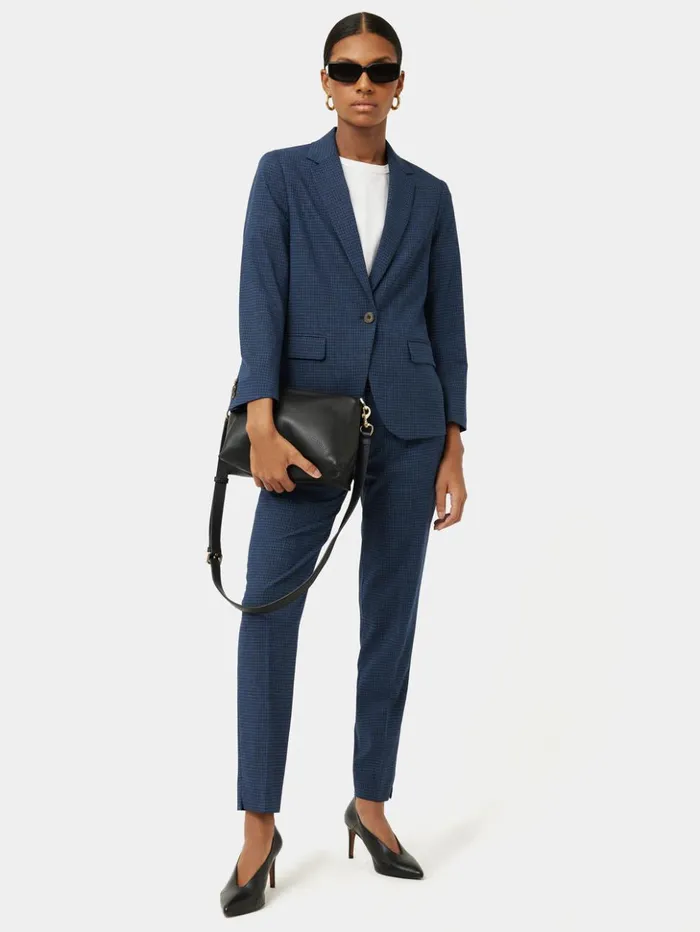 Jigsaw Portofino Brook Check Jacket Navy Women Coats and Jackets