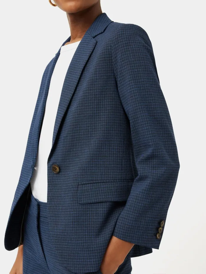 Jigsaw Portofino Brook Check Jacket Navy Women Coats and Jackets