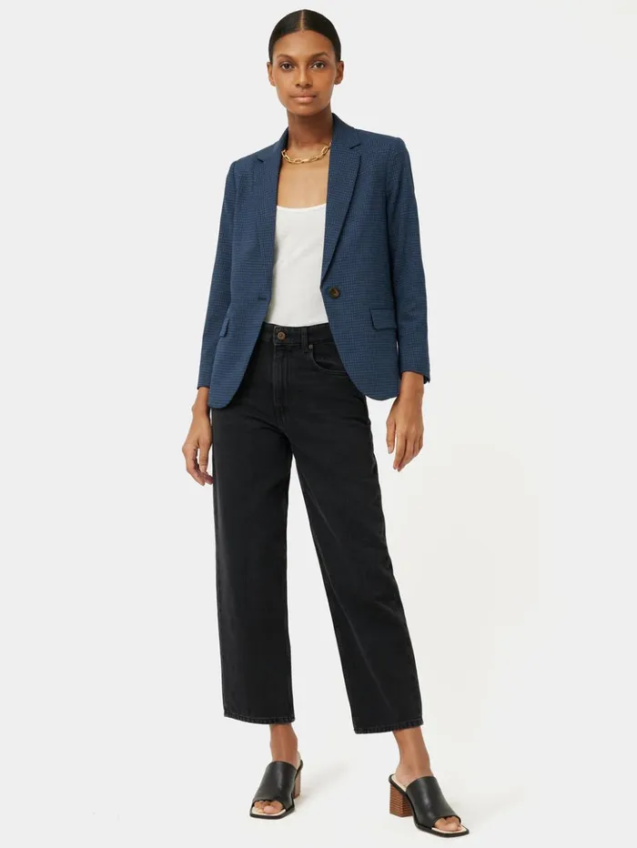 Jigsaw Portofino Brook Check Jacket Navy Women Coats and Jackets