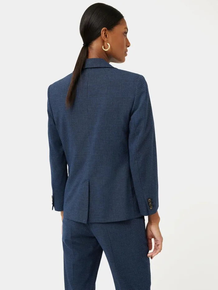 Jigsaw Portofino Brook Check Jacket Navy Women Coats and Jackets