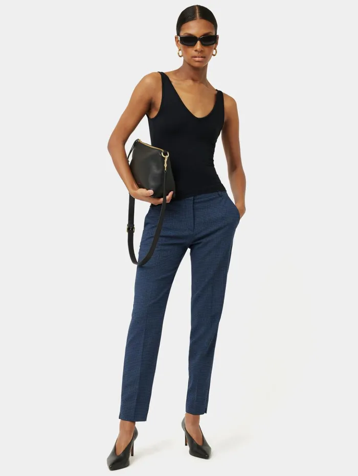 Jigsaw Portofino Palmer Check Trouser Navy Women Trousers