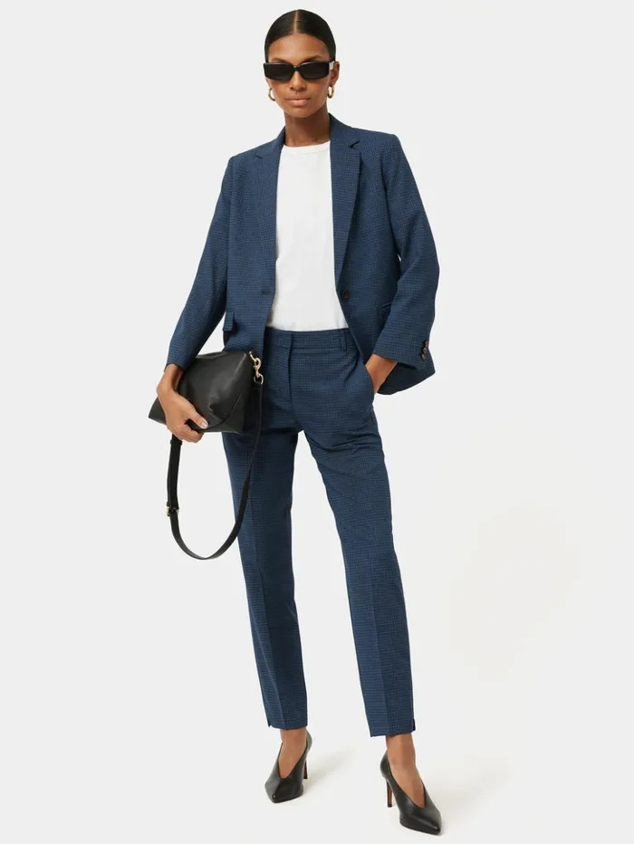 Jigsaw Portofino Palmer Check Trouser Navy Women Trousers