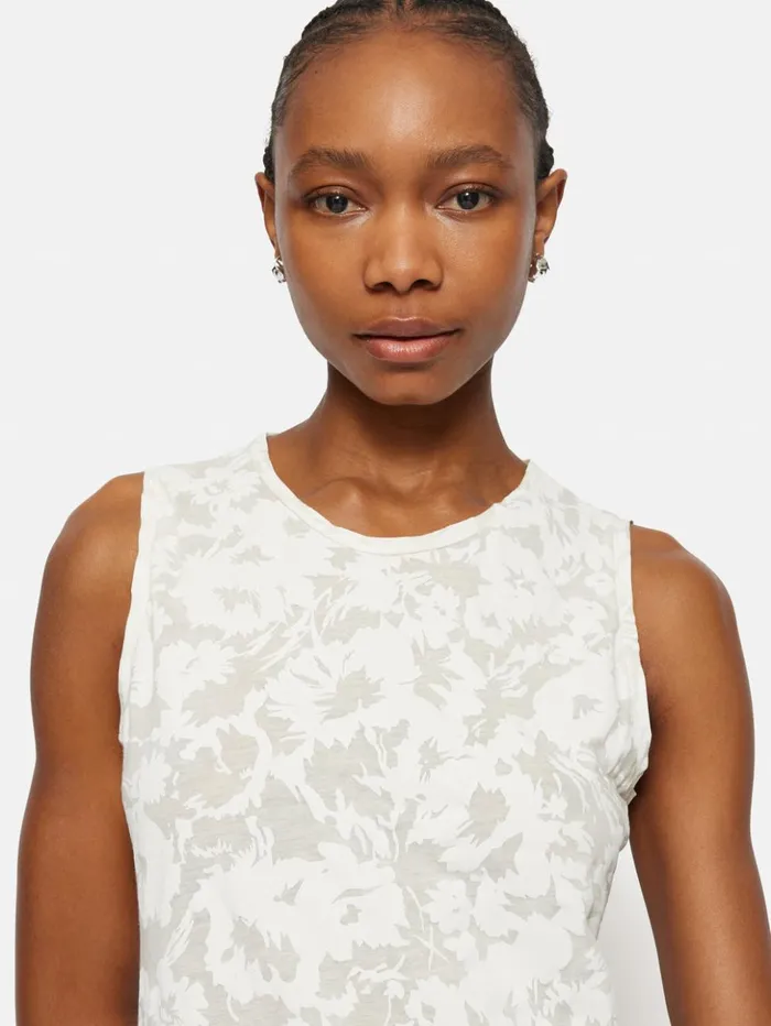 Jigsaw Printed Sheer Jersey Dress White Women Dresses and Jumpsuits