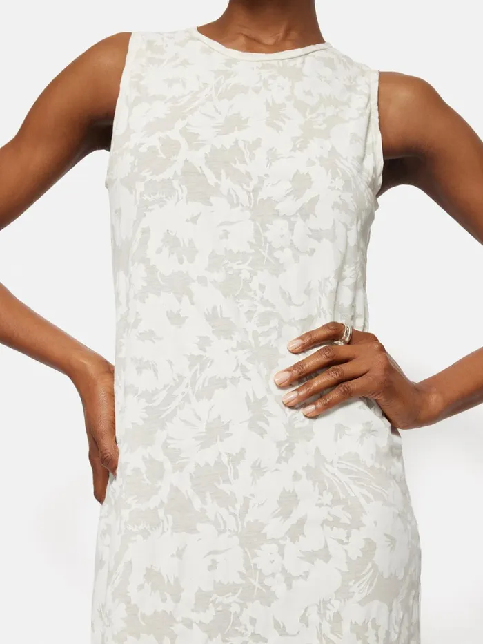 Jigsaw Printed Sheer Jersey Dress White Women Dresses and Jumpsuits