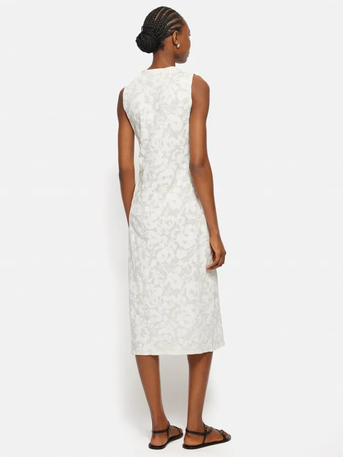 Jigsaw Printed Sheer Jersey Dress White Women Dresses and Jumpsuits