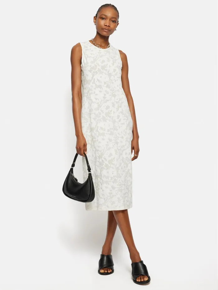 Jigsaw Printed Sheer Jersey Dress White Women Dresses and Jumpsuits
