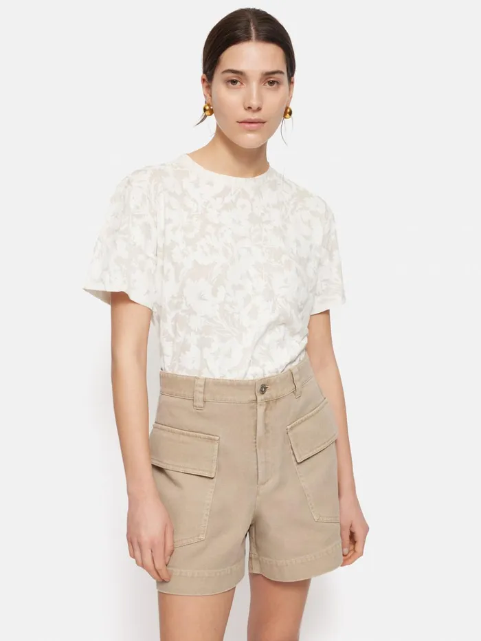 Jigsaw Printed Sheer Jersey Top White Women Shirts and Tops