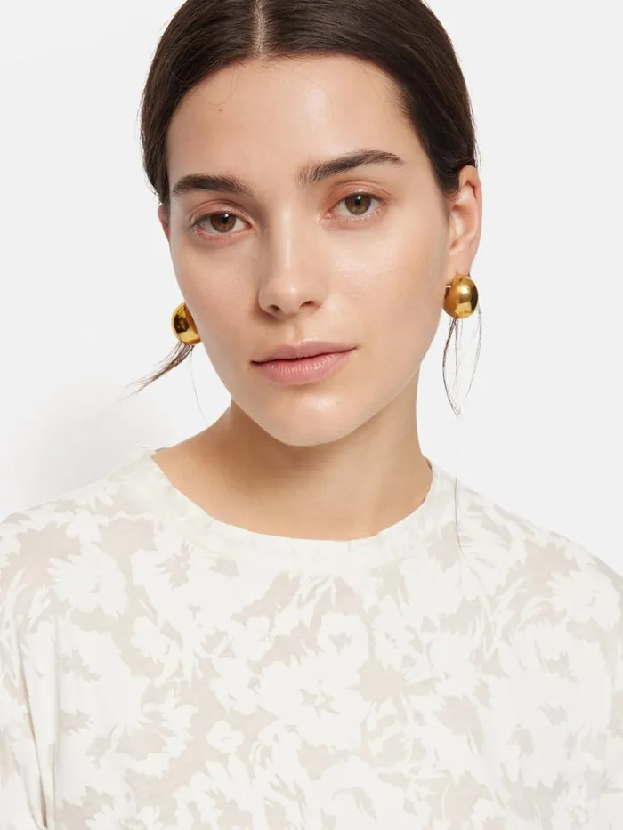 Jigsaw Printed Sheer Jersey Top White Women Shirts and Tops