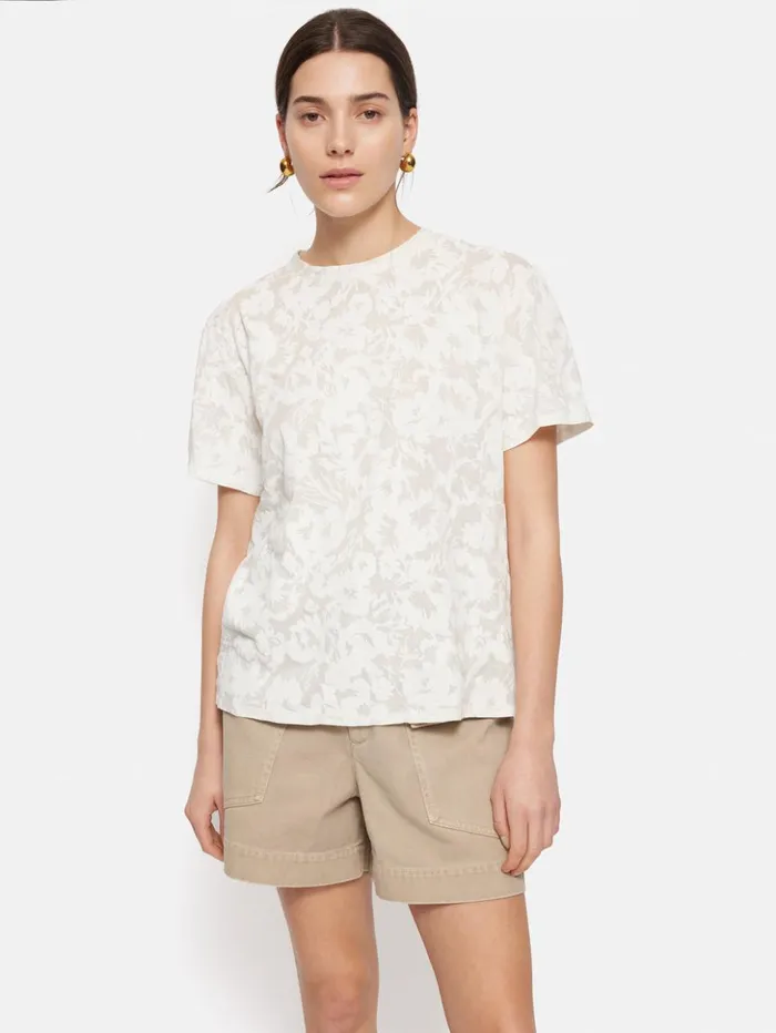 Jigsaw Printed Sheer Jersey Top White Women Shirts and Tops
