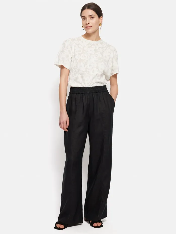 Jigsaw Printed Sheer Jersey Top White Women Shirts and Tops
