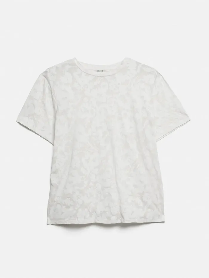 Jigsaw Printed Sheer Jersey Top White Women Shirts and Tops