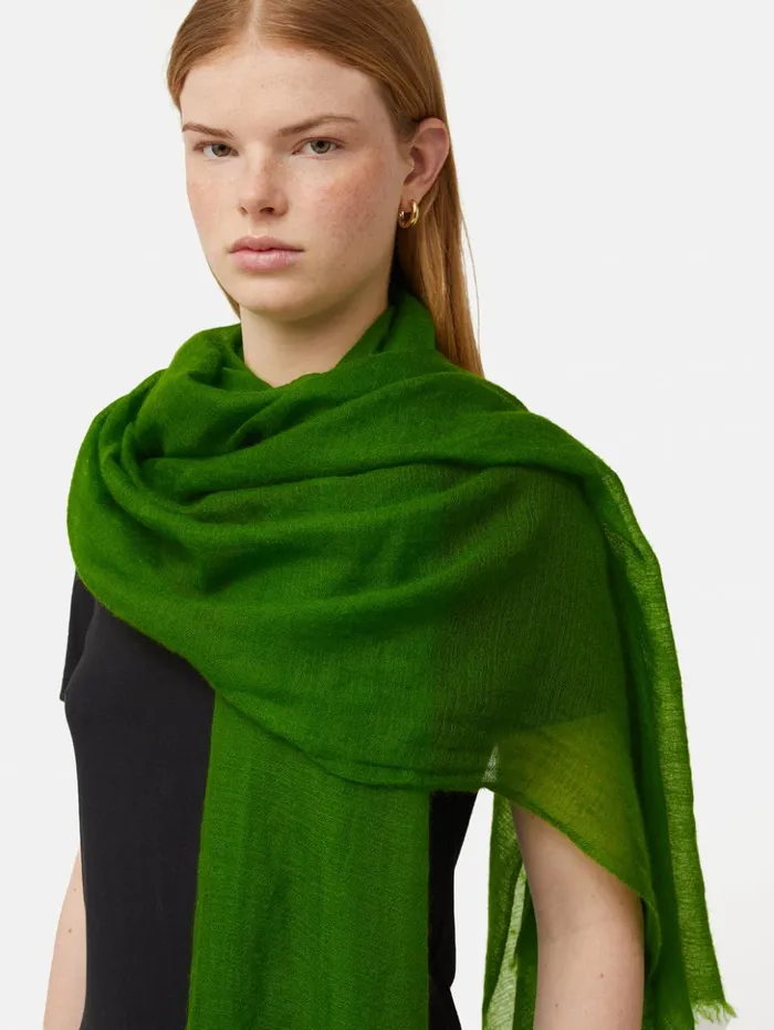 Jigsaw Pure Cashmere Gauze Scarf Green Women Ponchos and Scarves